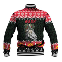 Personalized Anglesey Wales Christmas Baseball Jacket Mari Lwyd Celtic Knot Style - Wonder Print Shop