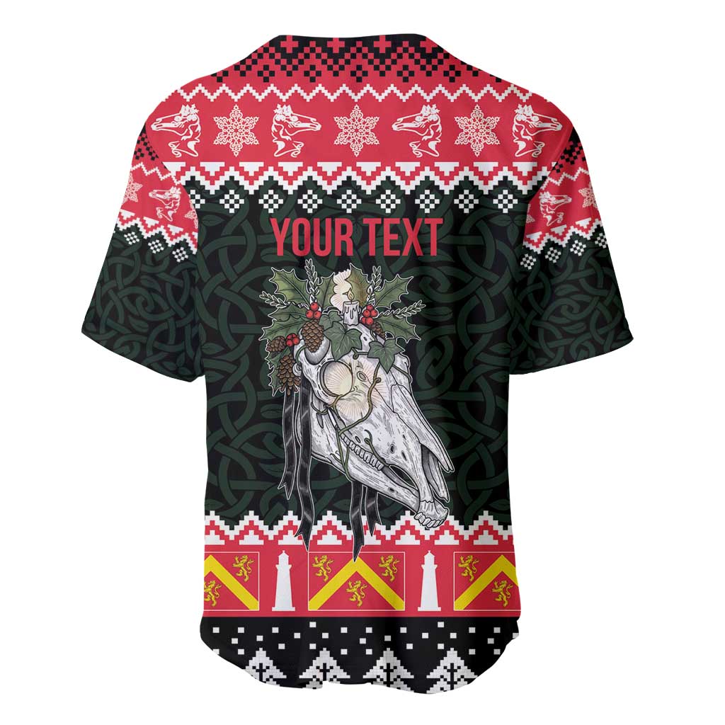 Personalized Anglesey Wales Christmas Baseball Jersey Mari Lwyd Celtic Knot Style - Wonder Print Shop