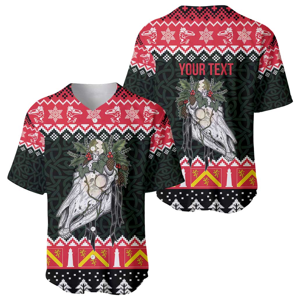 Personalized Anglesey Wales Christmas Baseball Jersey Mari Lwyd Celtic Knot Style - Wonder Print Shop