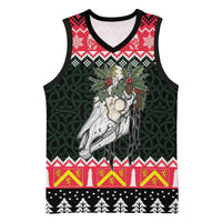 Personalized Anglesey Wales Christmas Basketball Jersey Mari Lwyd Celtic Knot Style - Wonder Print Shop