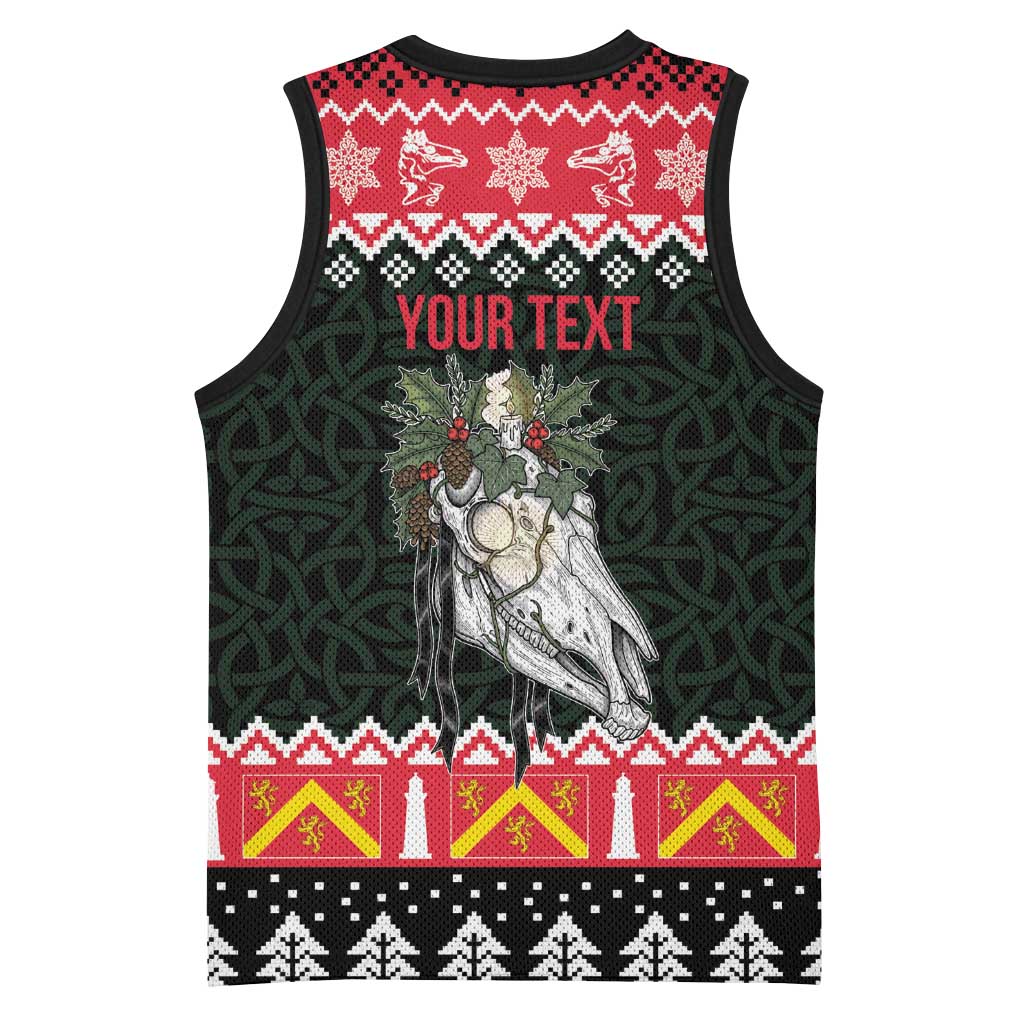 Personalized Anglesey Wales Christmas Basketball Jersey Mari Lwyd Celtic Knot Style - Wonder Print Shop