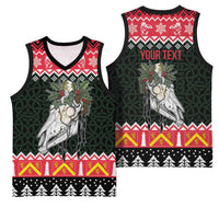 Personalized Anglesey Wales Christmas Basketball Jersey Mari Lwyd Celtic Knot Style - Wonder Print Shop