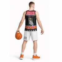 Personalized Anglesey Wales Christmas Basketball Jersey Mari Lwyd Celtic Knot Style - Wonder Print Shop