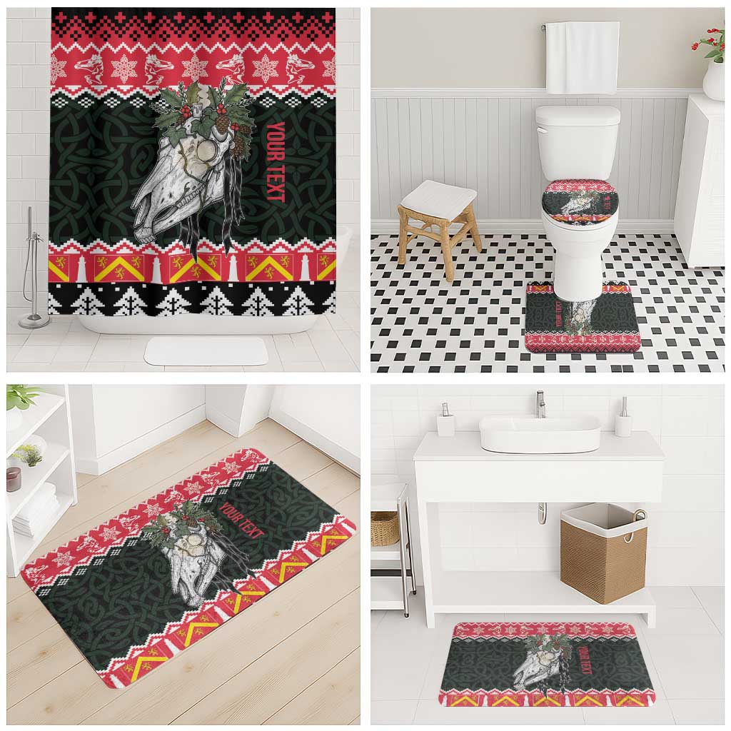 Personalized Anglesey Wales Christmas Bathroom Set Mari Lwyd Celtic Knot Style - Wonder Print Shop