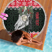 Personalized Anglesey Wales Christmas Beach Blanket Mari Lwyd Celtic Knot Style - Wonder Print Shop