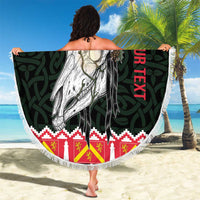 Personalized Anglesey Wales Christmas Beach Blanket Mari Lwyd Celtic Knot Style - Wonder Print Shop