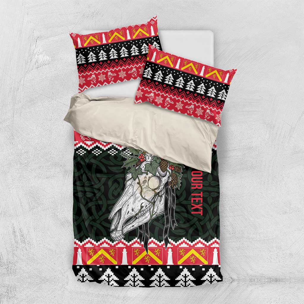Personalized Anglesey Wales Christmas Bedding Set Mari Lwyd Celtic Knot Style - Wonder Print Shop