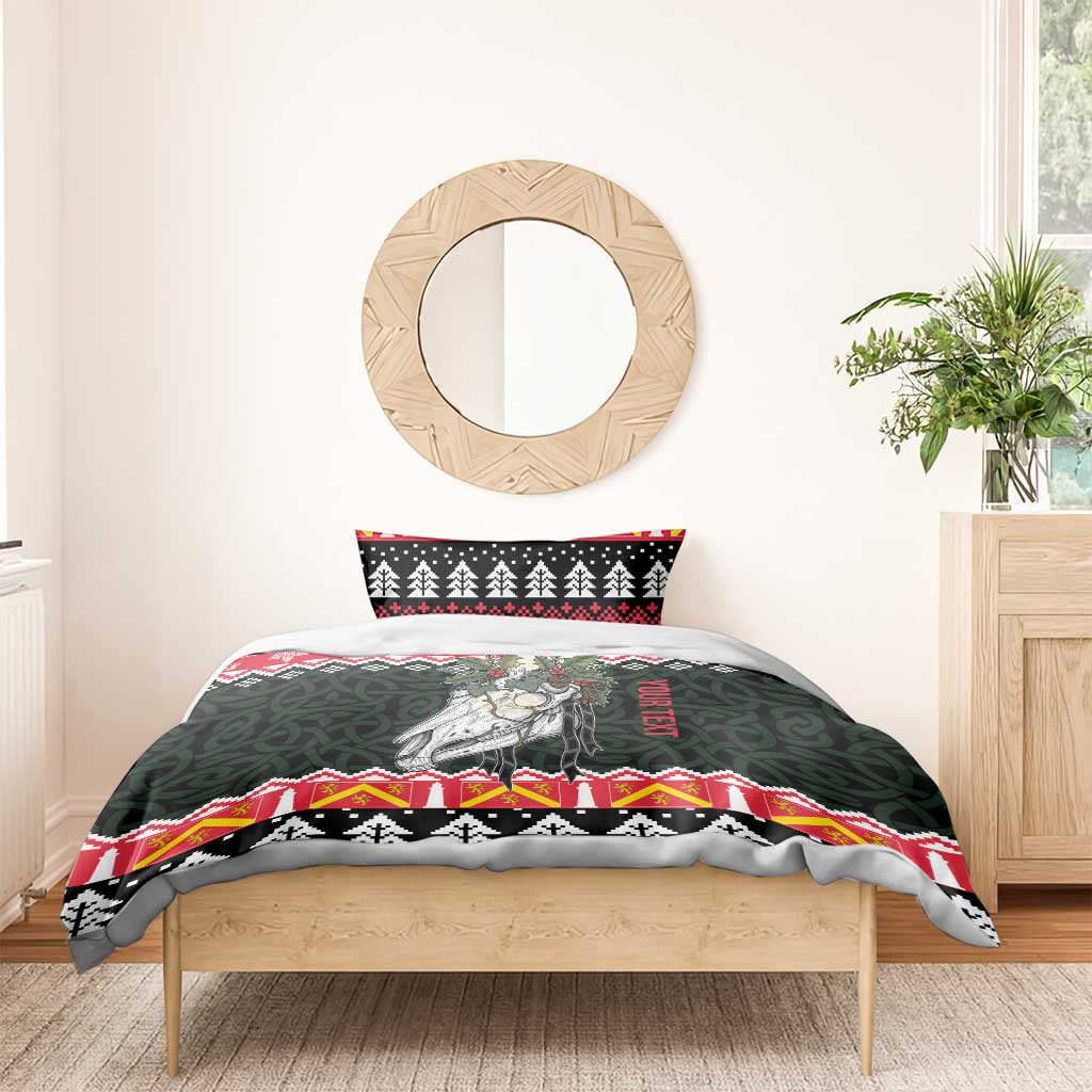Personalized Anglesey Wales Christmas Bedding Set Mari Lwyd Celtic Knot Style - Wonder Print Shop