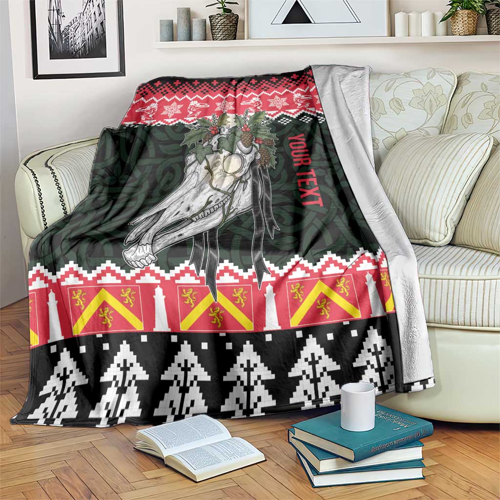Personalized Anglesey Wales Christmas Blanket Mari Lwyd Celtic Knot Style - Wonder Print Shop
