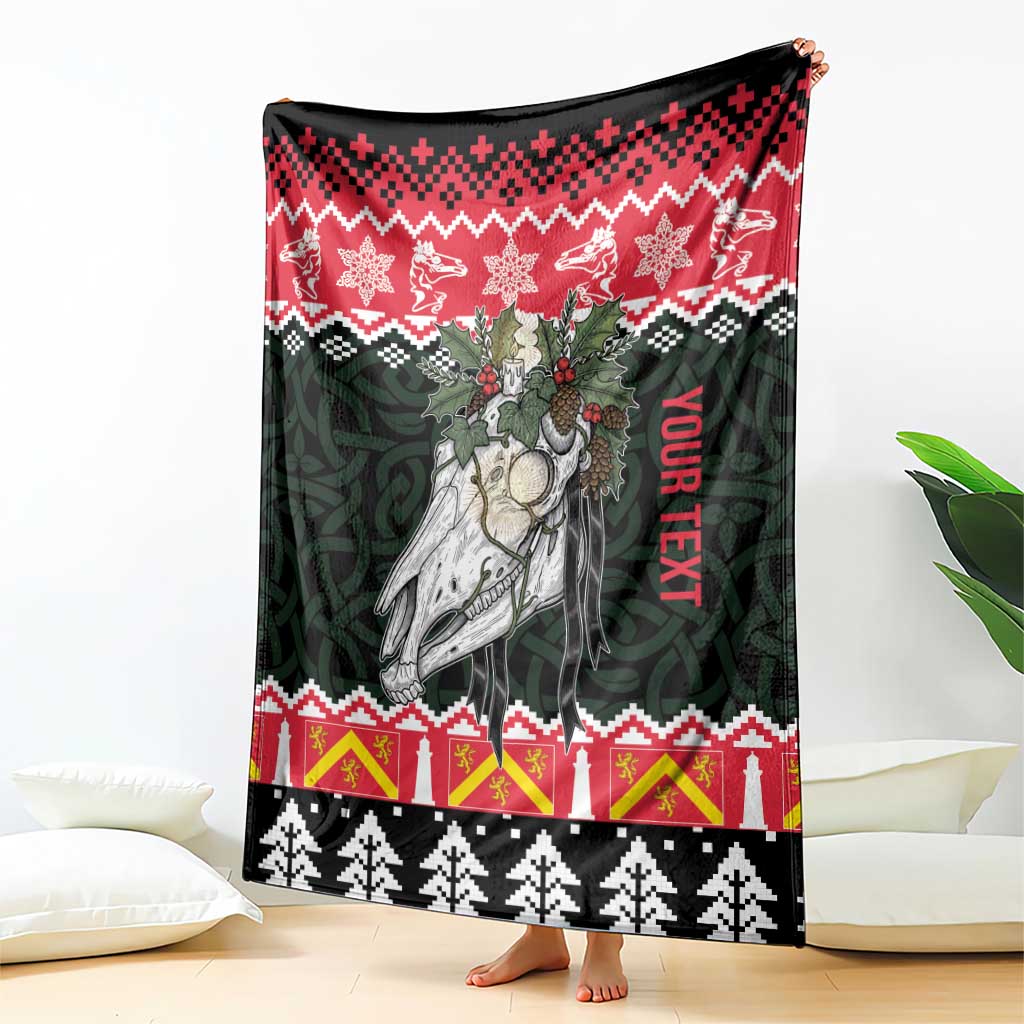 Personalized Anglesey Wales Christmas Blanket Mari Lwyd Celtic Knot Style - Wonder Print Shop