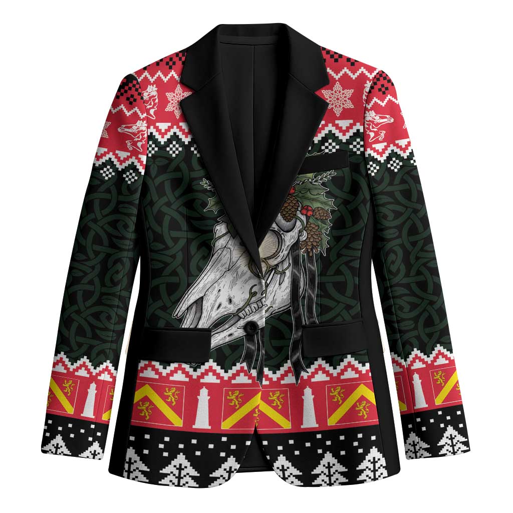 Personalized Anglesey Wales Christmas Blazer Mari Lwyd Celtic Knot Style - Wonder Print Shop