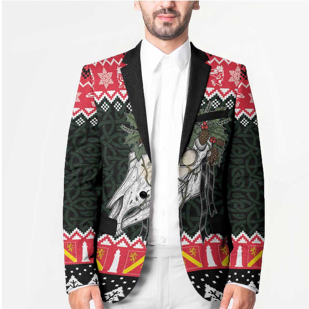 Personalized Anglesey Wales Christmas Blazer Mari Lwyd Celtic Knot Style - Wonder Print Shop