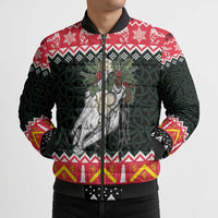 Personalized Anglesey Wales Christmas Bomber Puffer Jacket Mari Lwyd Celtic Knot Style - Wonder Print Shop