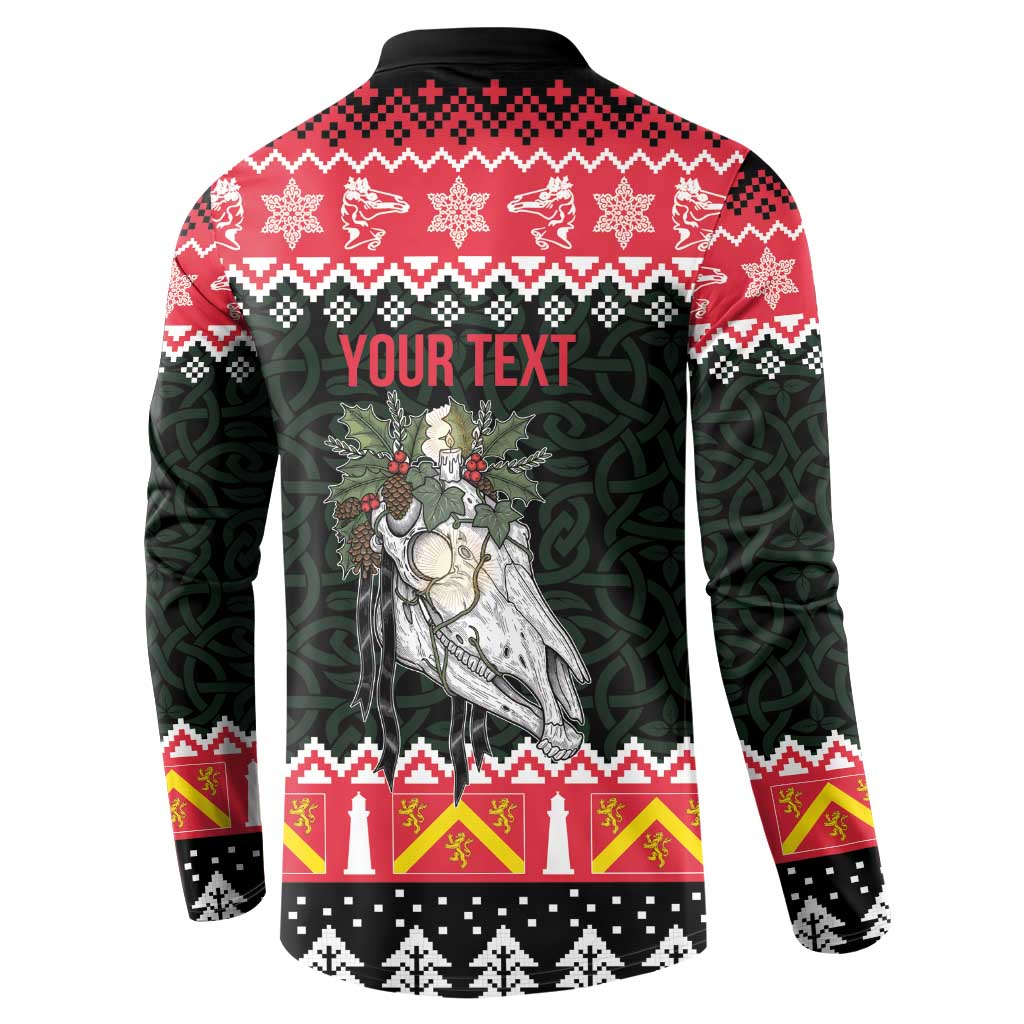 Personalized Anglesey Wales Christmas Button Sweatshirt Mari Lwyd Celtic Knot Style - Wonder Print Shop