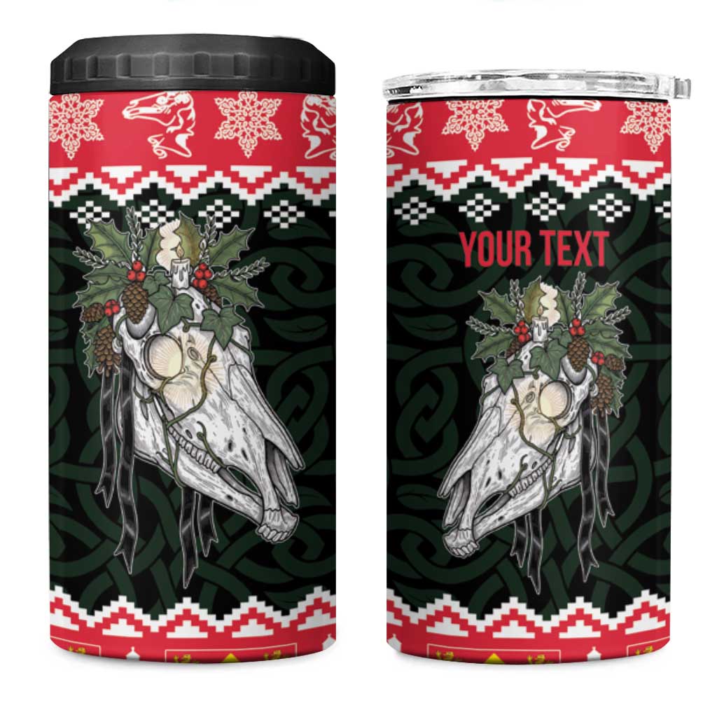 Personalized Anglesey Wales Christmas 4 in 1 Can Cooler Tumbler Mari Lwyd Celtic Knot Style - Wonder Print Shop