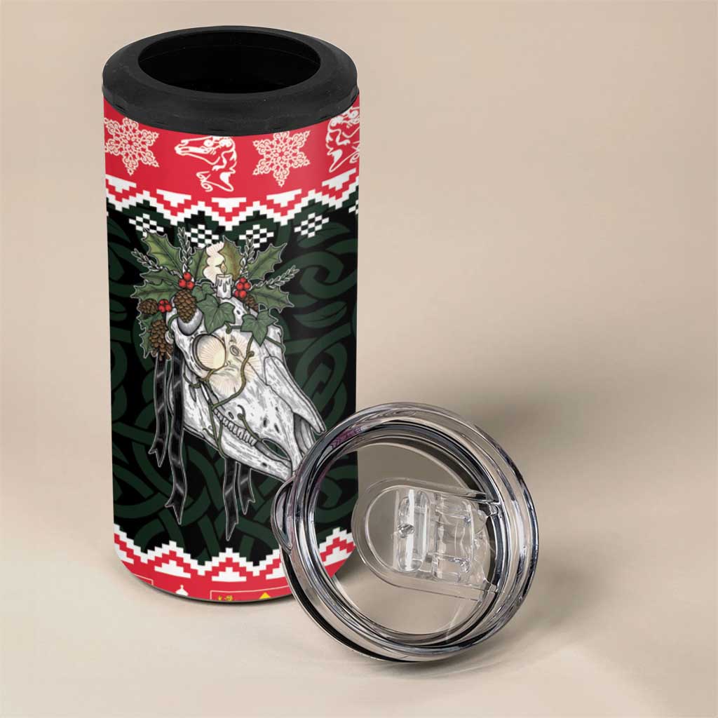 Personalized Anglesey Wales Christmas 4 in 1 Can Cooler Tumbler Mari Lwyd Celtic Knot Style - Wonder Print Shop