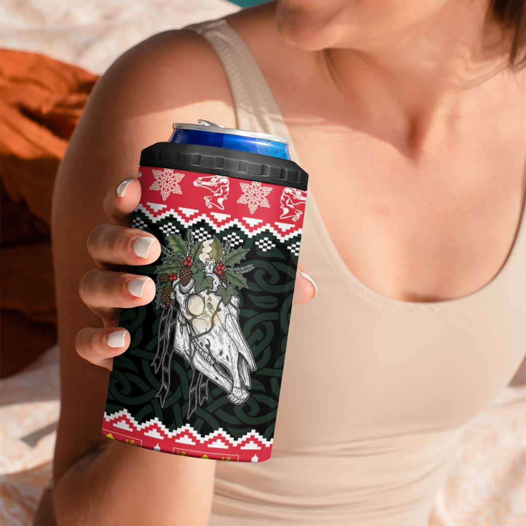 Personalized Anglesey Wales Christmas 4 in 1 Can Cooler Tumbler Mari Lwyd Celtic Knot Style - Wonder Print Shop