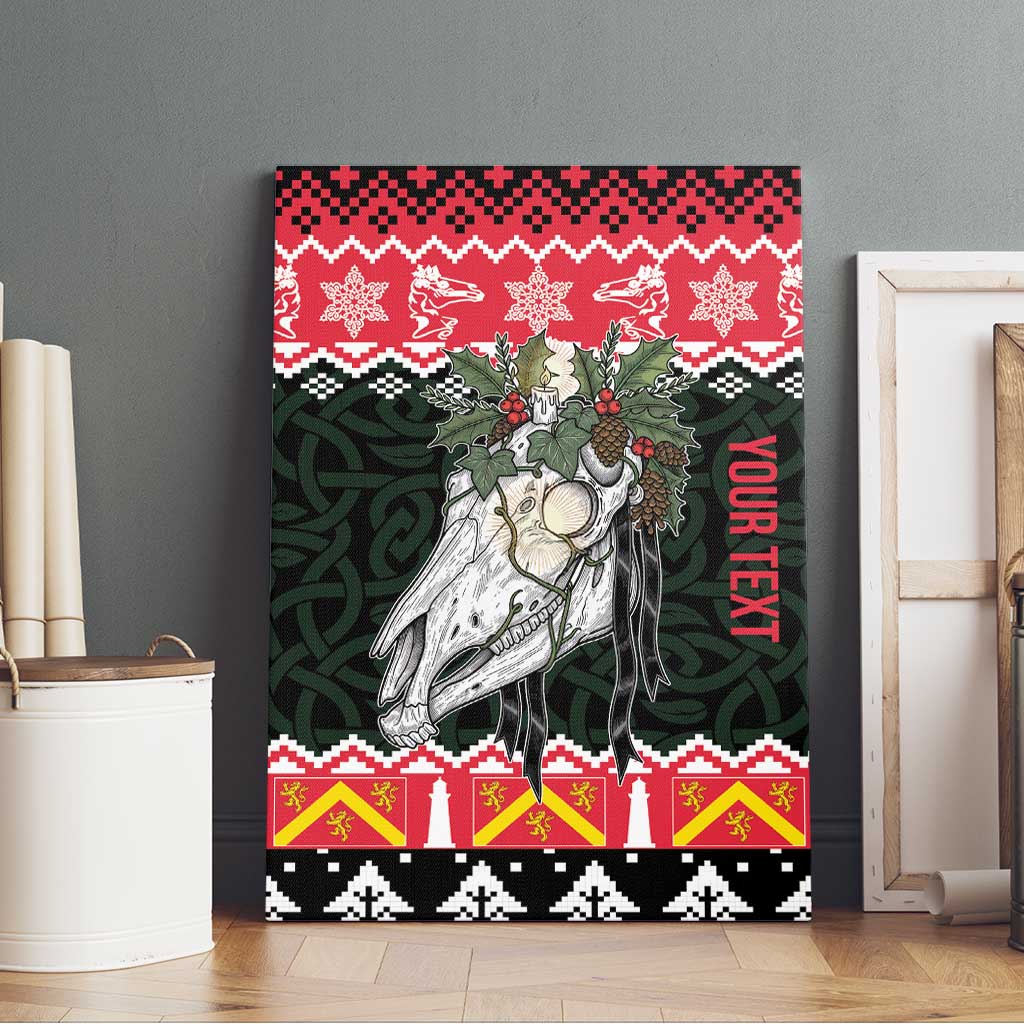 Personalized Anglesey Wales Christmas Canvas Wall Art Mari Lwyd Celtic Knot Style - Wonder Print Shop