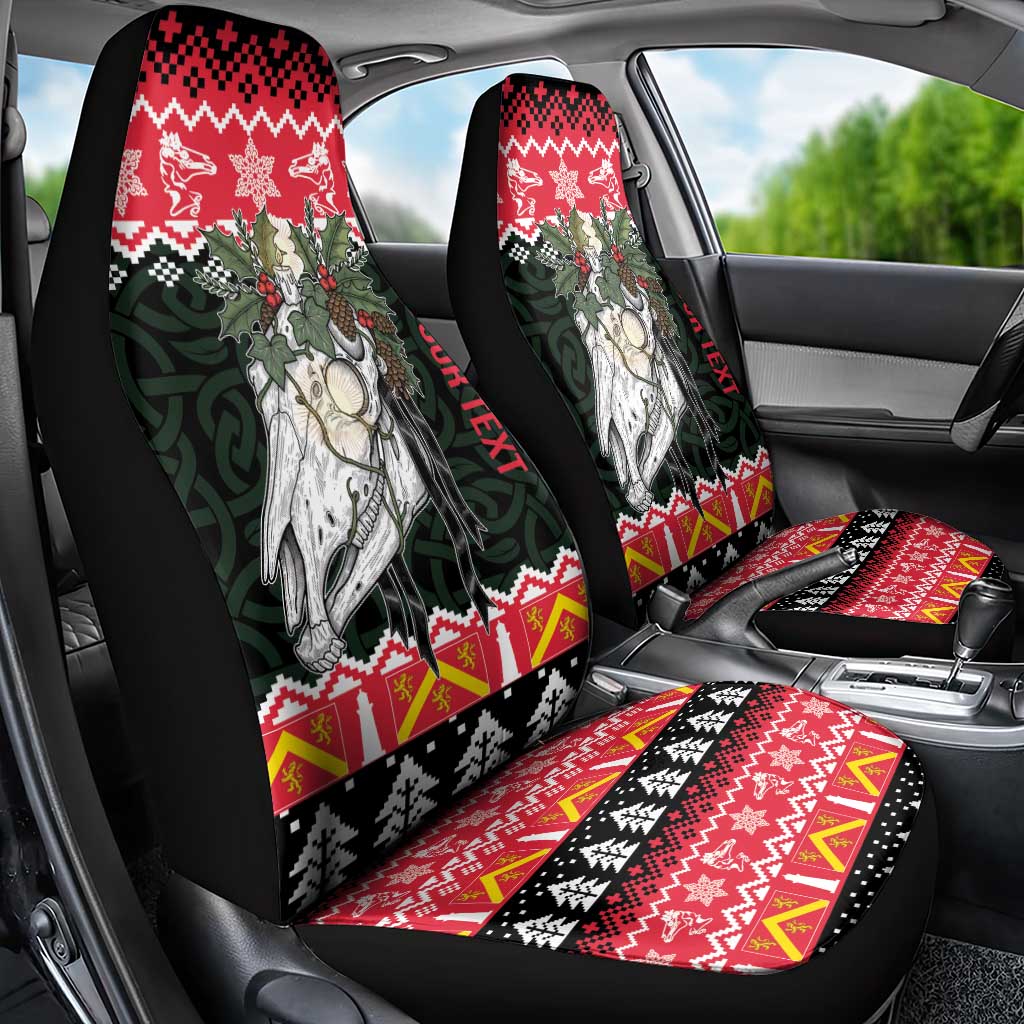 Personalized Anglesey Wales Christmas Car Seat Cover Mari Lwyd Celtic Knot Style - Wonder Print Shop