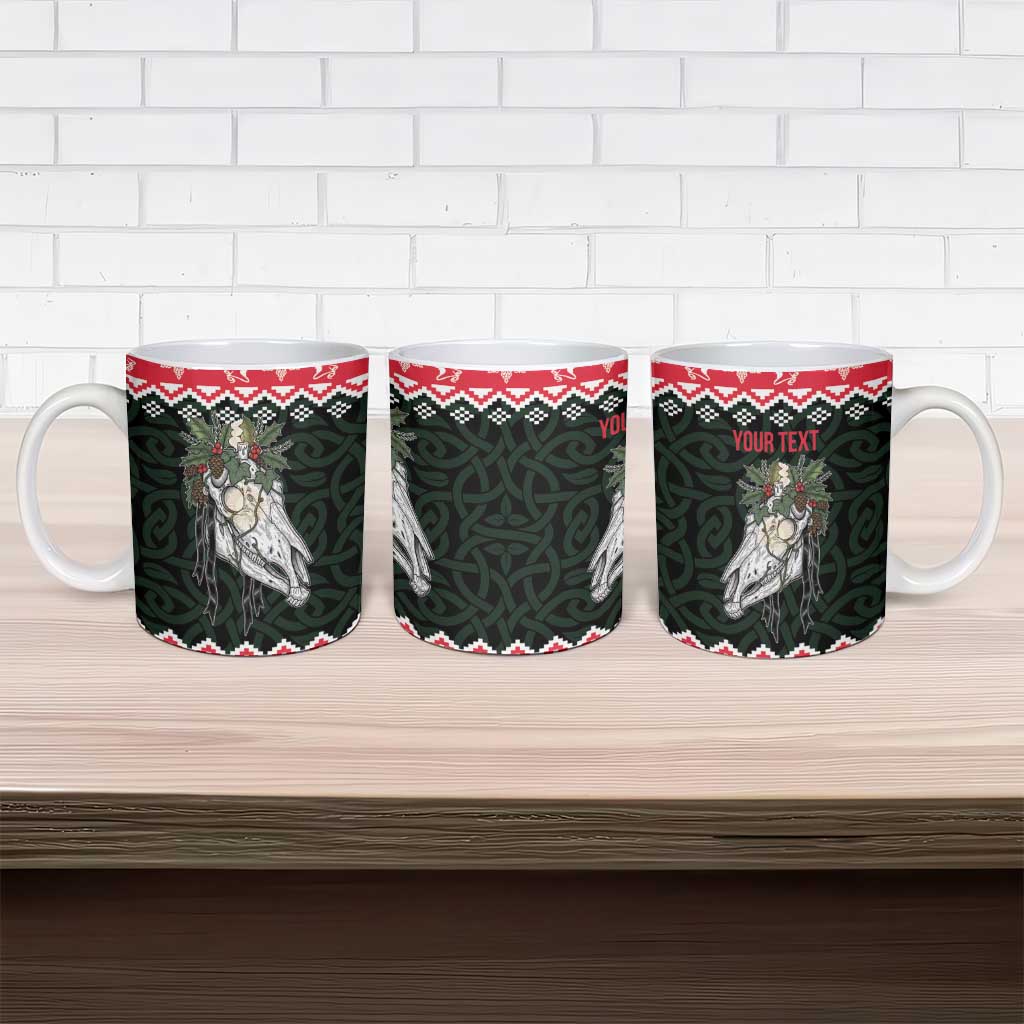 Personalized Anglesey Wales Christmas Ceramic Mug Mari Lwyd Celtic Knot Style - Wonder Print Shop