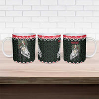 Personalized Anglesey Wales Christmas Ceramic Mug Mari Lwyd Celtic Knot Style - Wonder Print Shop