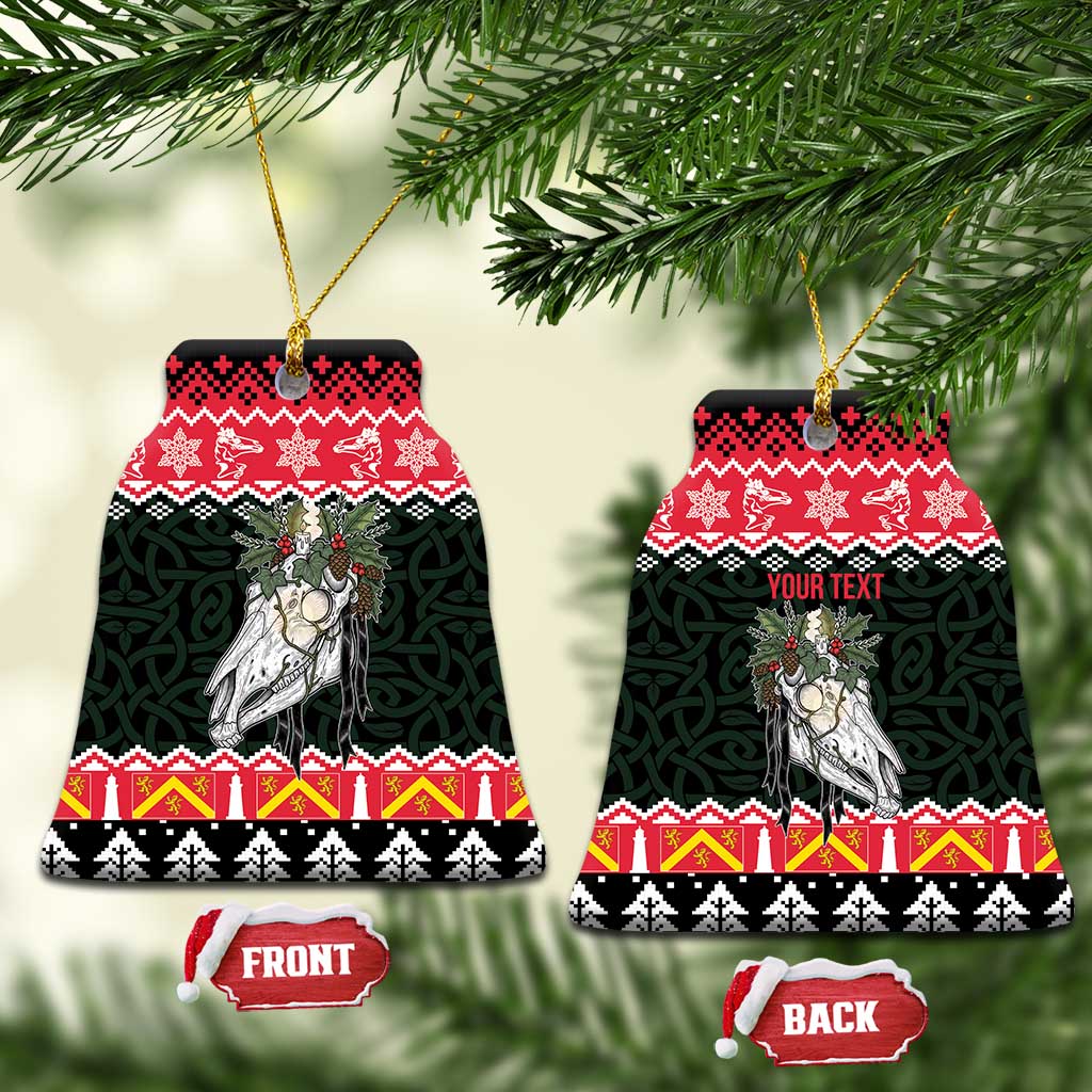 Personalized Anglesey Wales Christmas Ceramic Ornament Mari Lwyd Celtic Knot Style - Wonder Print Shop