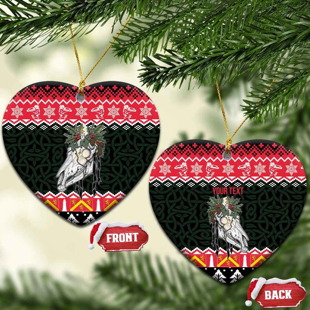 Personalized Anglesey Wales Christmas Ceramic Ornament Mari Lwyd Celtic Knot Style - Wonder Print Shop