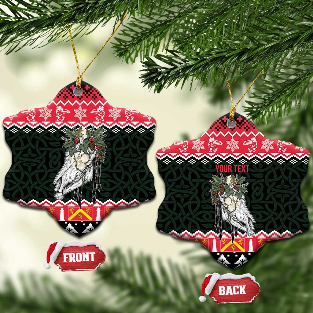 Personalized Anglesey Wales Christmas Ceramic Ornament Mari Lwyd Celtic Knot Style - Wonder Print Shop