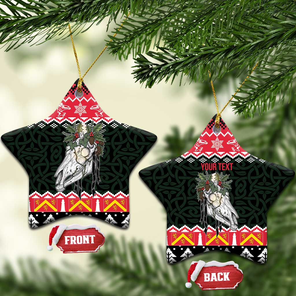 Personalized Anglesey Wales Christmas Ceramic Ornament Mari Lwyd Celtic Knot Style - Wonder Print Shop