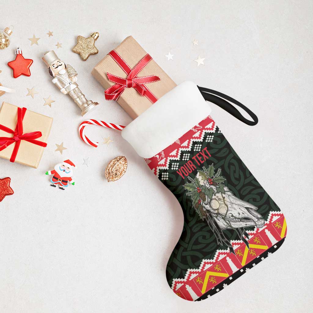 Personalized Anglesey Wales Christmas Stocking Mari Lwyd Celtic Knot Style - Wonder Print Shop
