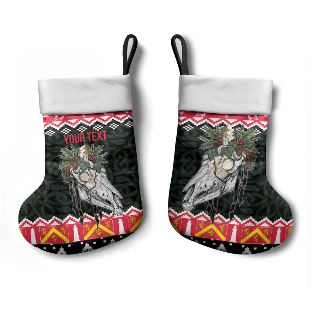 Personalized Anglesey Wales Christmas Stocking Mari Lwyd Celtic Knot Style - Wonder Print Shop