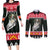 Personalized Anglesey Wales Christmas Couples Matching Long Sleeve Bodycon Dress and Long Sleeve Button Shirt Mari Lwyd Celtic Knot Style - Wonder Print Shop