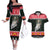 Personalized Anglesey Wales Christmas Couples Matching Off The Shoulder Long Sleeve Dress and Hawaiian Shirt Mari Lwyd Celtic Knot Style - Wonder Print Shop