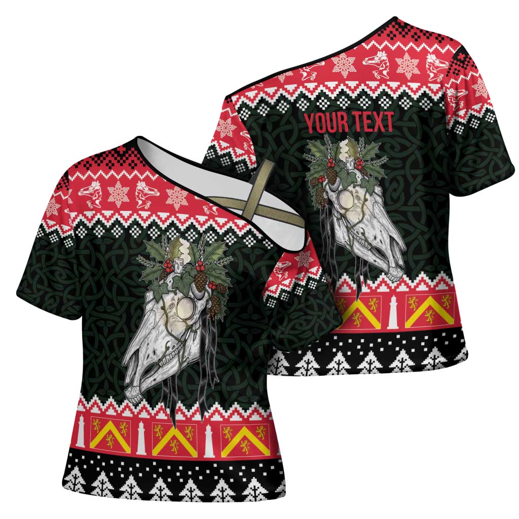 Personalized Anglesey Wales Christmas Cross Shoulder Shirt Mari Lwyd Celtic Knot Style - Wonder Print Shop