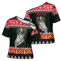 Personalized Anglesey Wales Christmas Cross Shoulder Shirt Mari Lwyd Celtic Knot Style - Wonder Print Shop