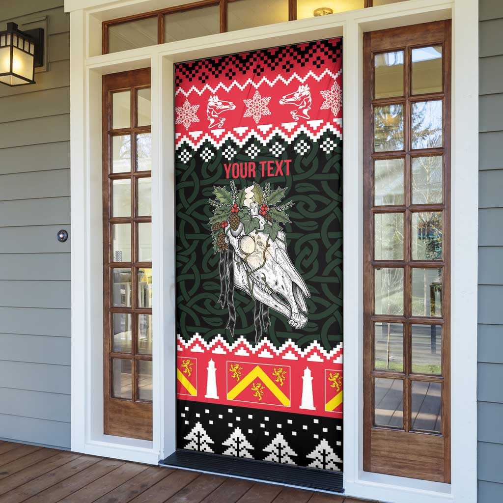 Personalized Anglesey Wales Christmas Door Cover Mari Lwyd Celtic Knot Style - Wonder Print Shop