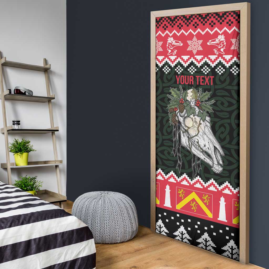 Personalized Anglesey Wales Christmas Door Cover Mari Lwyd Celtic Knot Style - Wonder Print Shop