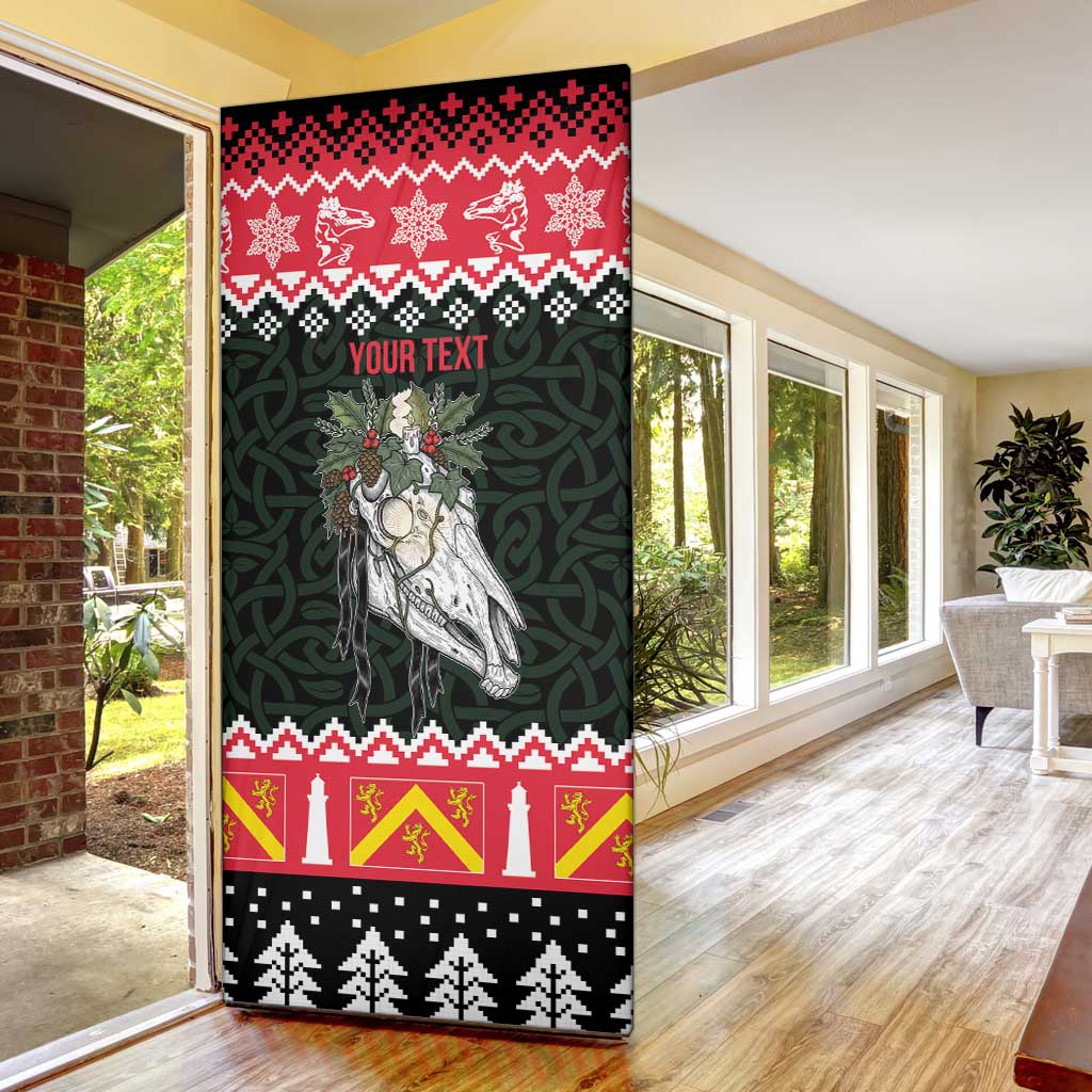Personalized Anglesey Wales Christmas Door Cover Mari Lwyd Celtic Knot Style - Wonder Print Shop