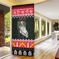 Personalized Anglesey Wales Christmas Door Cover Mari Lwyd Celtic Knot Style - Wonder Print Shop