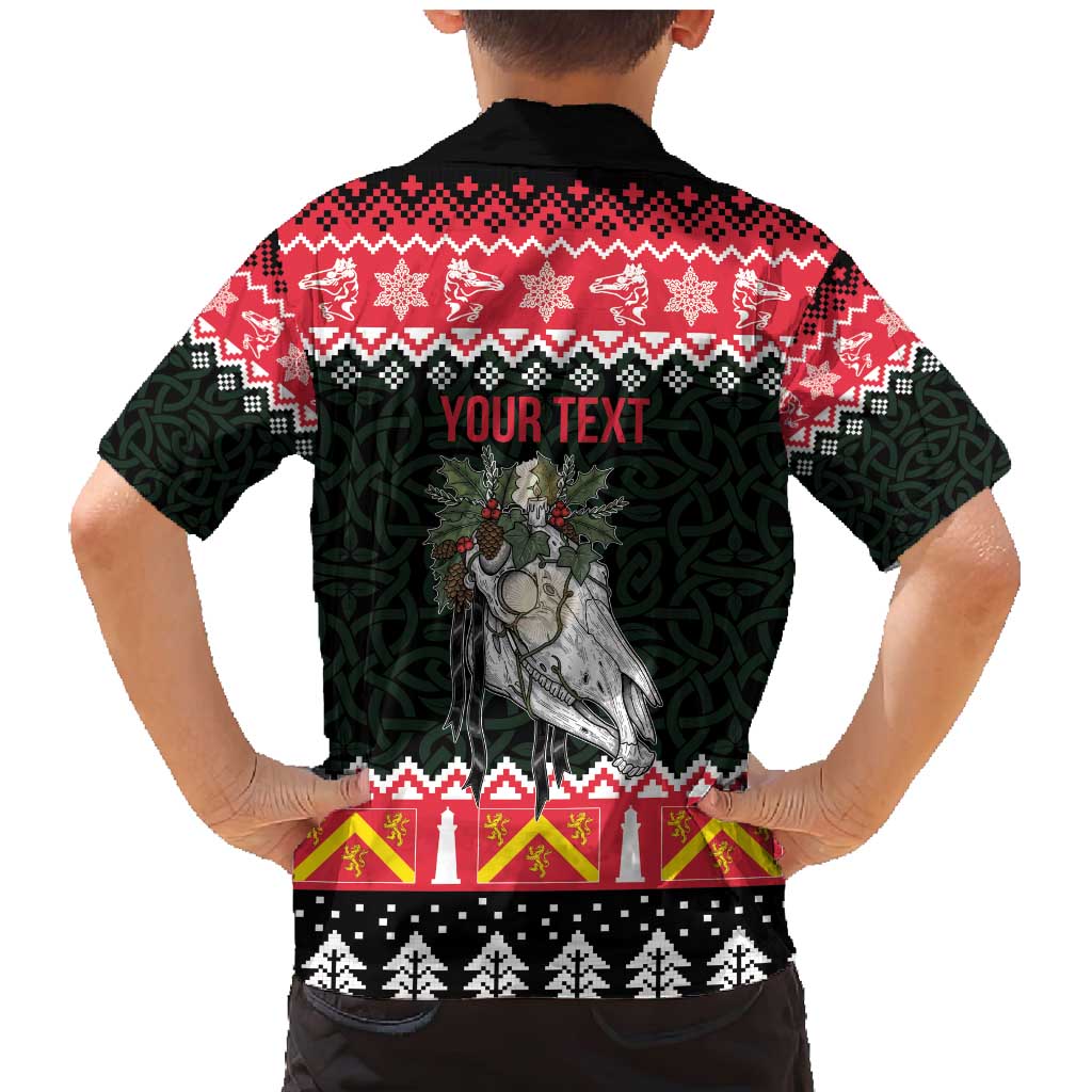 Personalized Anglesey Wales Christmas Family Matching Mermaid Dress and Hawaiian Shirt Mari Lwyd Celtic Knot Style - Wonder Print Shop