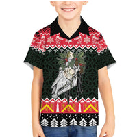 Personalized Anglesey Wales Christmas Family Matching Mermaid Dress and Hawaiian Shirt Mari Lwyd Celtic Knot Style - Wonder Print Shop