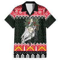 Personalized Anglesey Wales Christmas Family Matching Puletasi and Hawaiian Shirt Mari Lwyd Celtic Knot Style - Wonder Print Shop