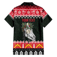 Personalized Anglesey Wales Christmas Family Matching Short Sleeve Bodycon Dress and Hawaiian Shirt Mari Lwyd Celtic Knot Style - Wonder Print Shop