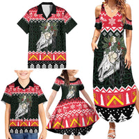 Personalized Anglesey Wales Christmas Family Matching Summer Maxi Dress and Hawaiian Shirt Mari Lwyd Celtic Knot Style - Wonder Print Shop