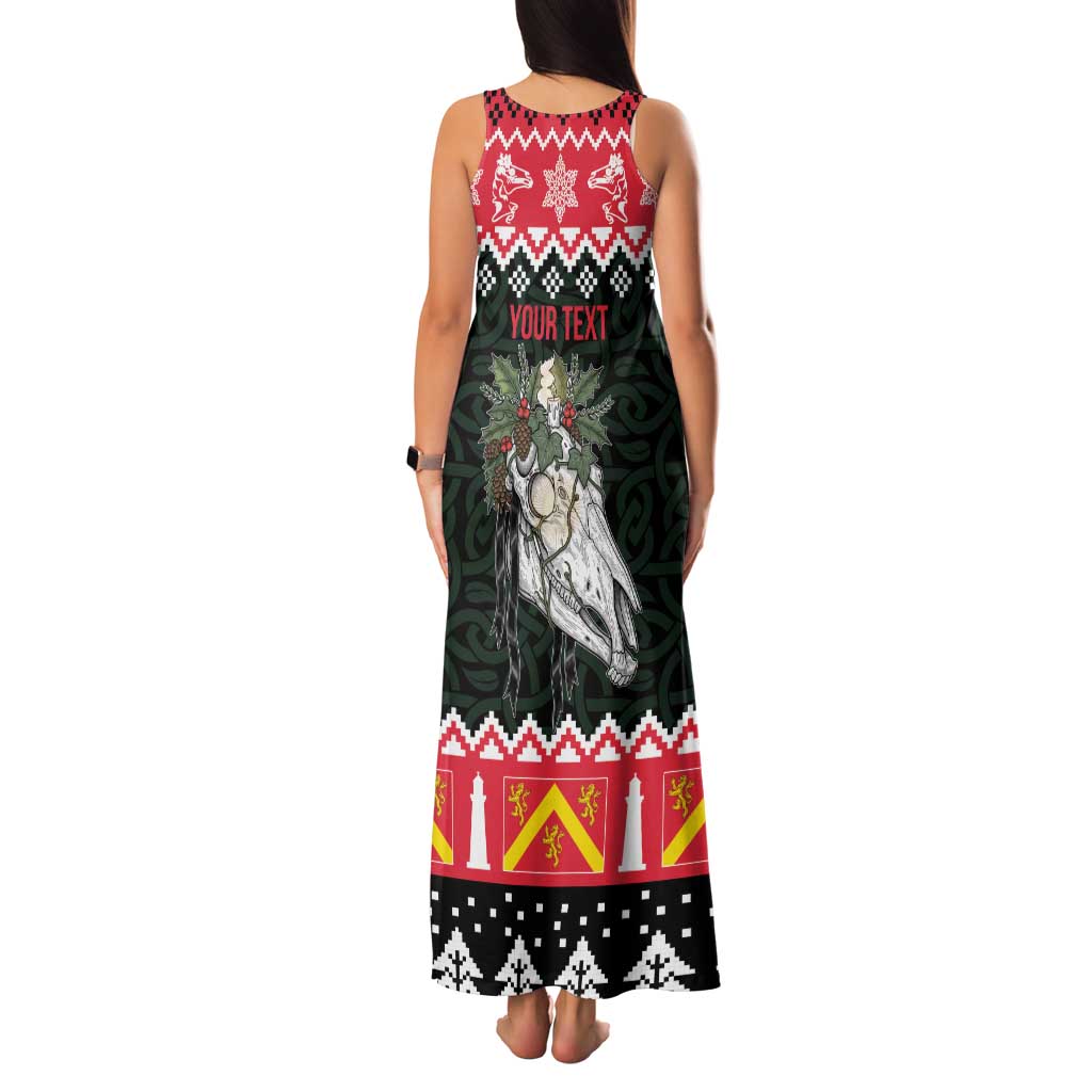 Personalized Anglesey Wales Christmas Family Matching Tank Maxi Dress and Hawaiian Shirt Mari Lwyd Celtic Knot Style - Wonder Print Shop