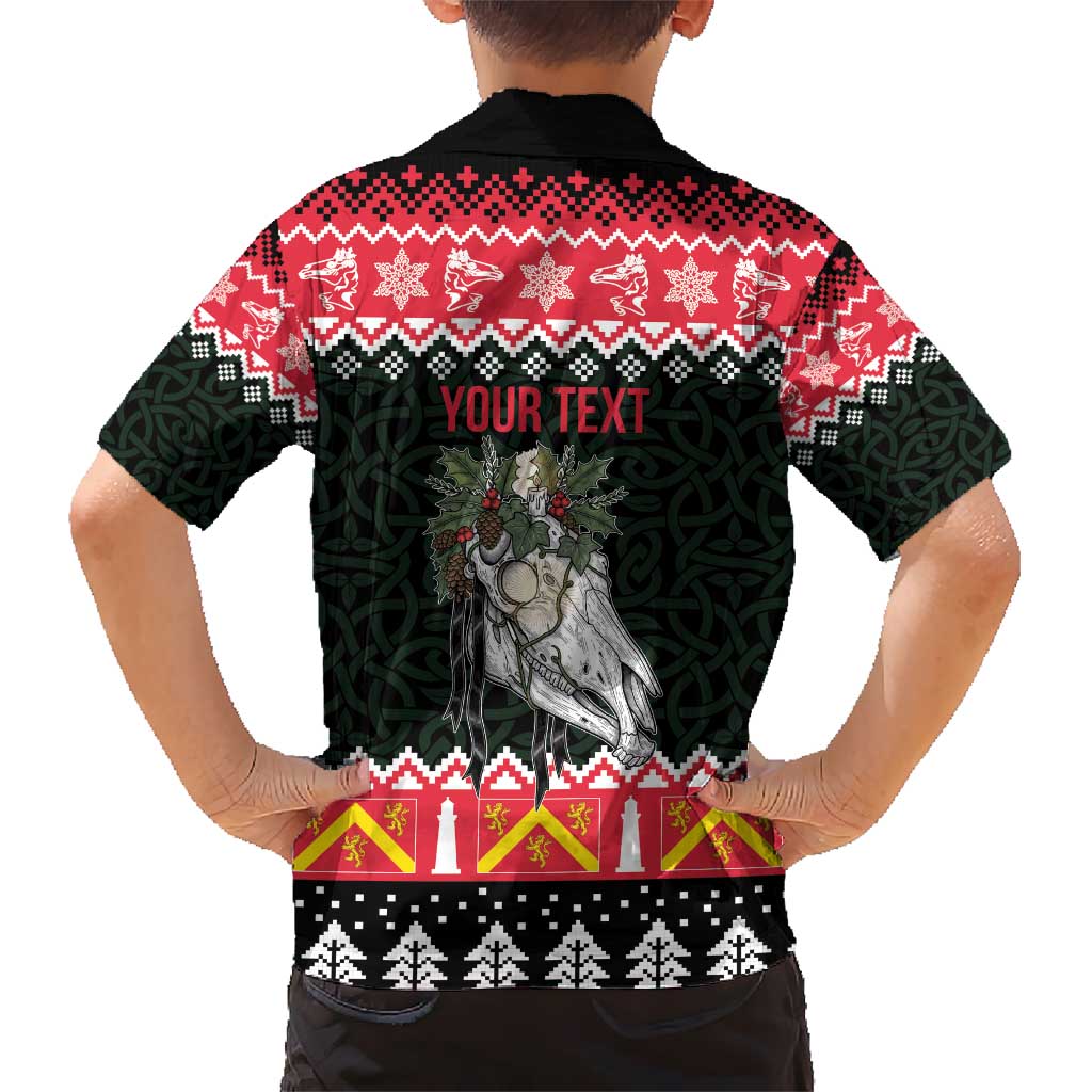Personalized Anglesey Wales Christmas Hawaiian Shirt Mari Lwyd Celtic Knot Style - Wonder Print Shop