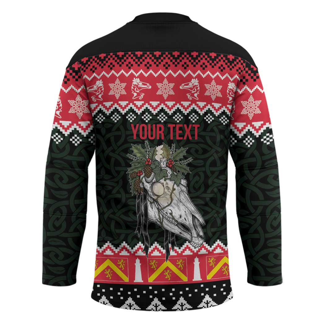 Personalized Anglesey Wales Christmas Hockey Jersey Mari Lwyd Celtic Knot Style - Wonder Print Shop