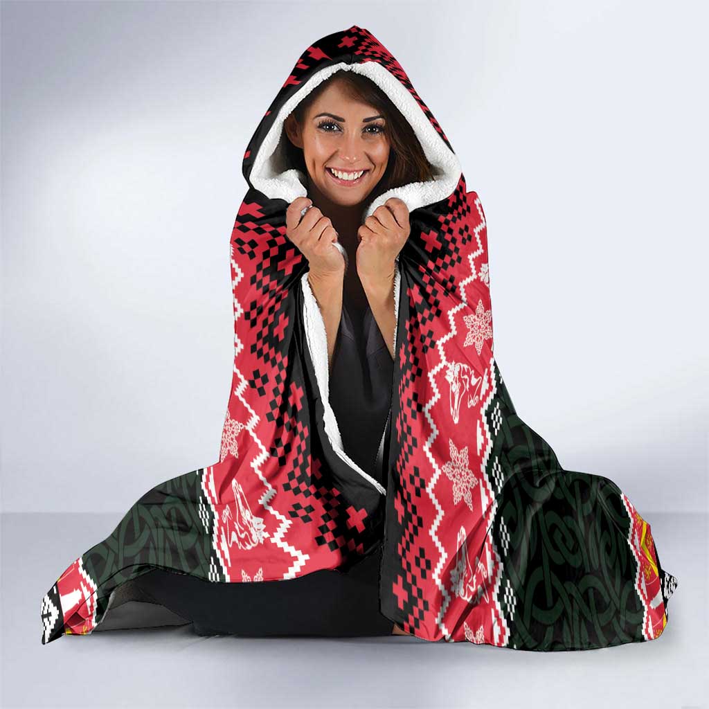 Personalized Anglesey Wales Christmas Hooded Blanket Mari Lwyd Celtic Knot Style - Wonder Print Shop