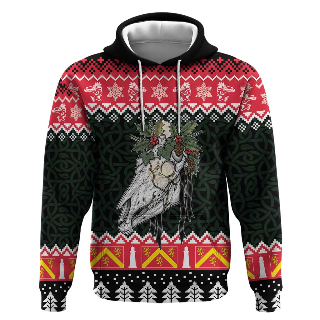 Personalized Anglesey Wales Christmas Hoodie Mari Lwyd Celtic Knot Style - Wonder Print Shop