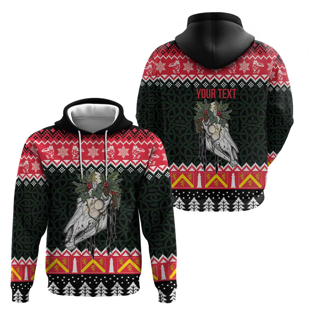 Personalized Anglesey Wales Christmas Hoodie Mari Lwyd Celtic Knot Style - Wonder Print Shop